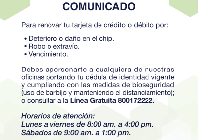 COMUNICADO RENOVACION TARJETAS