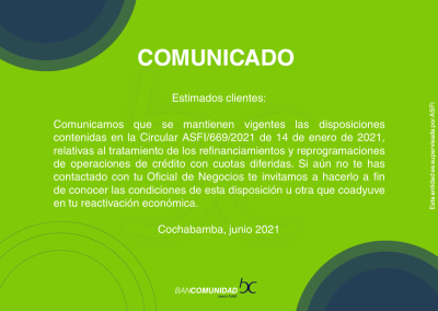 Comunidado diferimientos mail