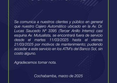 Comunicado Cierre ATM Mutualista
