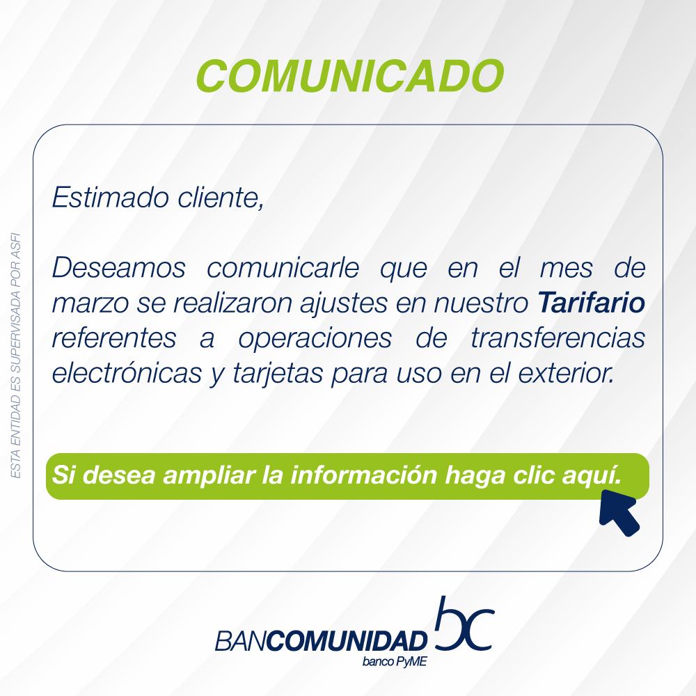 Comunicado Tarifario 1