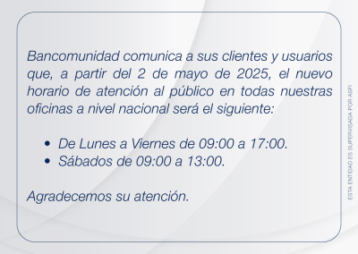 COMUNICADO HORARIOS DE ATENCION 17.04.2025