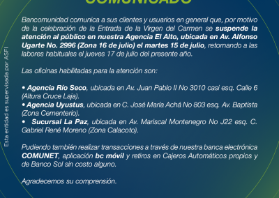 COMUNICADO VIRGEN DEL CARMEN LPZ 08.07.2025