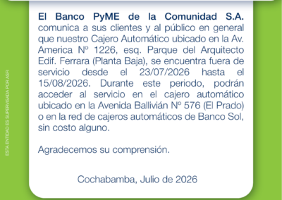 COMUNICADO CIERRE ATM AMERICA 24.07.2026