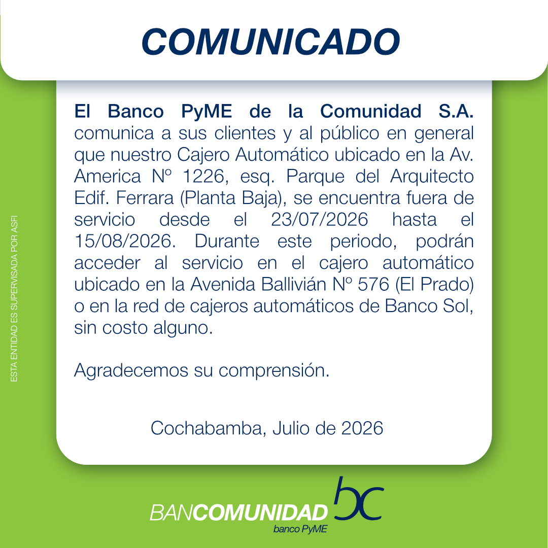 COMUNICADO CIERRE ATM AMERICA 24.07.2026