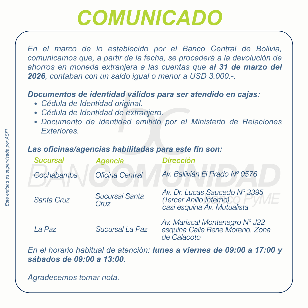 Comunicado dev dolares 3.000