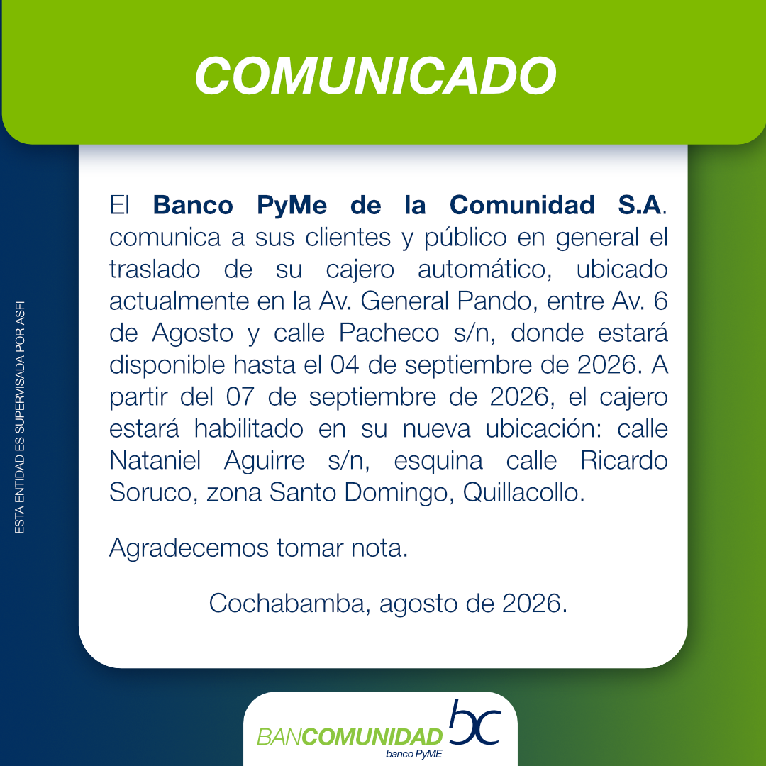 COMUNICADO CIERRE TEMPORAL ATM QLLO 25.08.2026