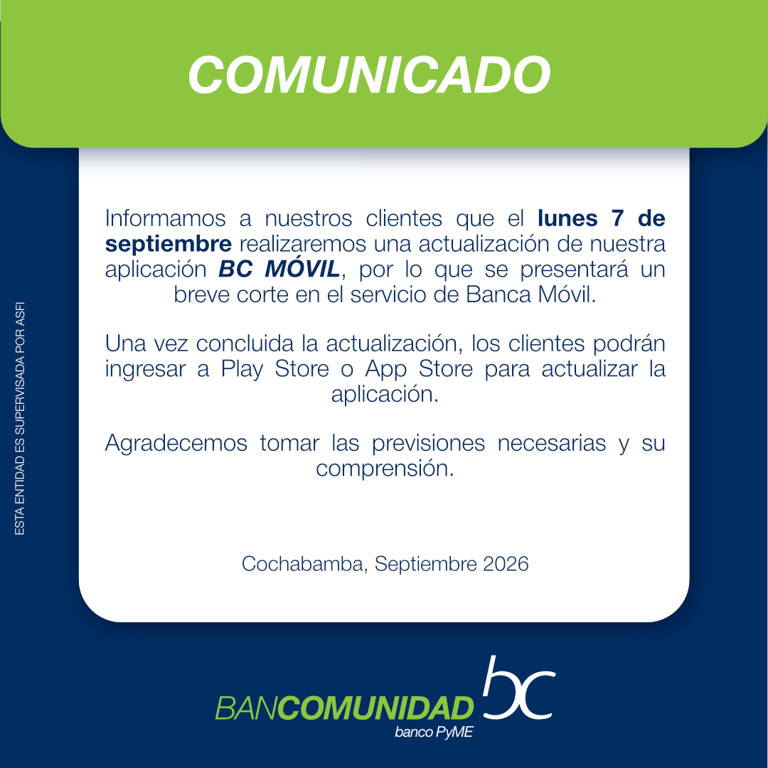 COMUNICADO BANCA ELECTRONICA 04.09.2026